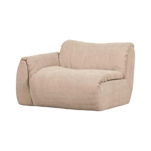 Baggy 1-zits element met arm links geweven chenille zand