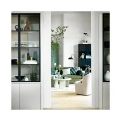 Basic Vitrinekast 4-deurs grenen grijs 101cm