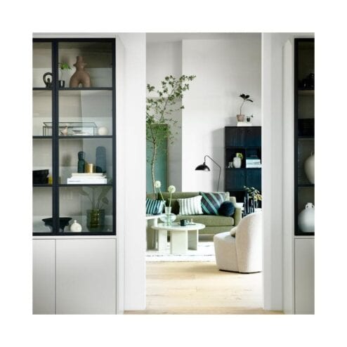 Basic Vitrinekast 4-deurs grenen grijs 101cm