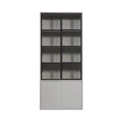 Basic Vitrinekast 4-deurs grenen grijs 101cm