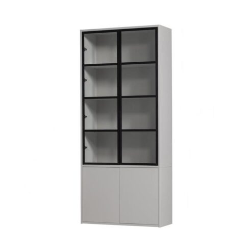 Basic Vitrinekast 4-deurs grenen grijs 101cm