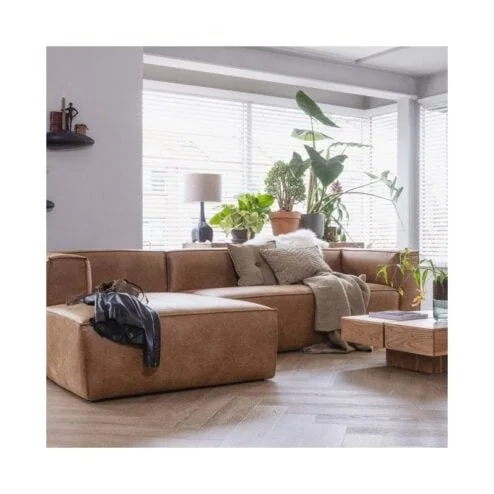 Bean Hoekbank links ecoleer cognac 305cm