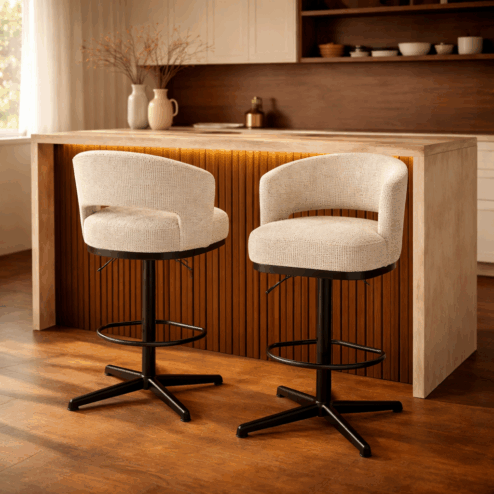 Beau Barstoel draaipoot Gebroken wit