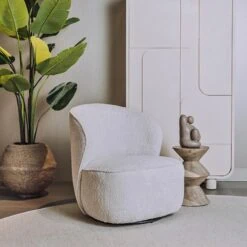Belvi Fauteuil Crème draaibaar