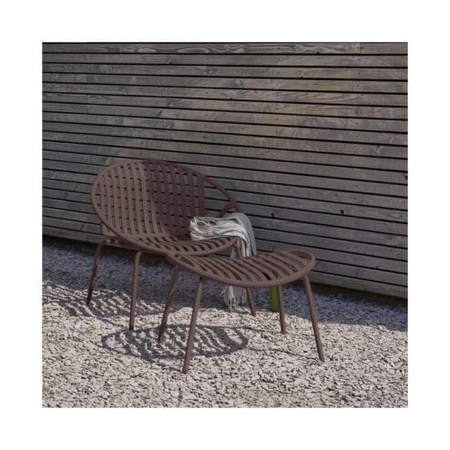 Bruce Tuin loungestoel met hocker paars/bruin