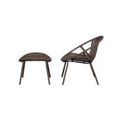 Bruce Tuin loungestoel met hocker paars/bruin