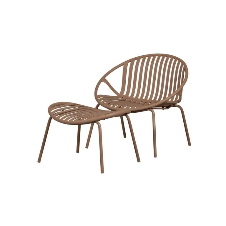 Bruce Tuin loungestoel met hocker zalmroze