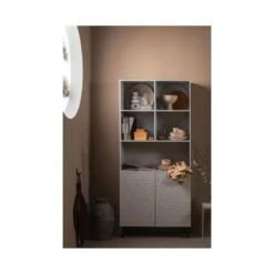 Carved Organic 2-deurs opbergkast mangohout grijs 90cm