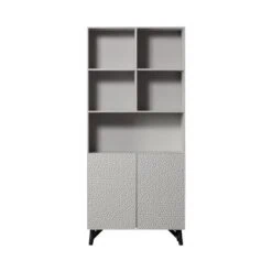 Carved Organic 2-deurs opbergkast mangohout grijs 90cm