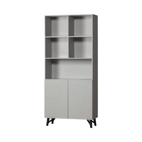 Carved Organic 2-deurs opbergkast mangohout grijs 90cm