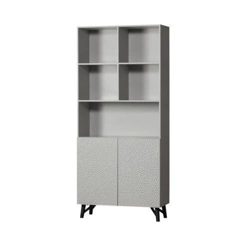 Carved Organic 2-deurs opbergkast mangohout grijs 90cm