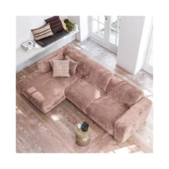Cloud Chaise longue bank links chenille taupe/roze