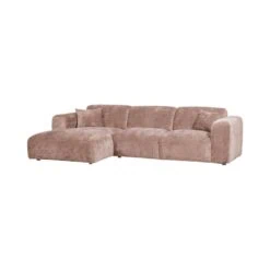 Cloud Chaise longue bank links chenille taupe/roze
