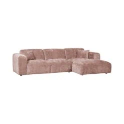 Cloud Chaise longue bank rechts chenille taupe/roze