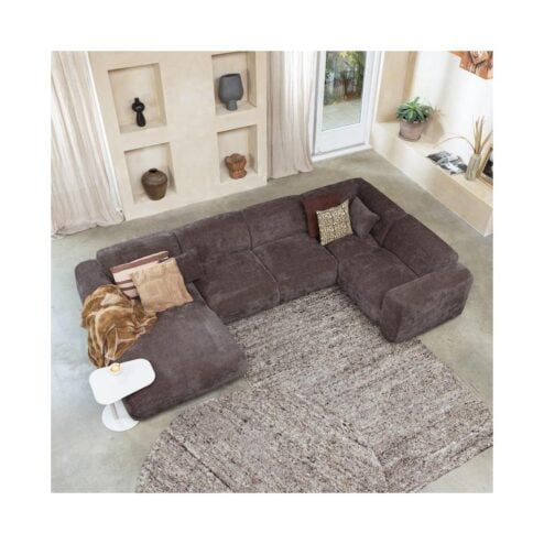 Cloud Hoekbank rechts geweven chenille bruin