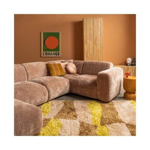 Cloud Hoekbank rechts geweven chenille taupe/roze