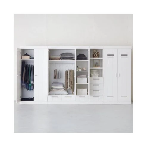 Connect 3-deurs Kledingkast met lade wit