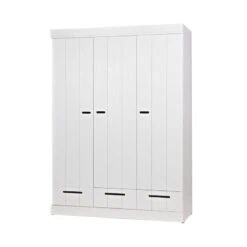 Connect 3-deurs Kledingkast met lade wit