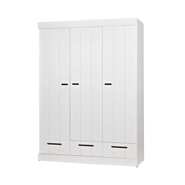 Connect 3-deurs Kledingkast met lade wit