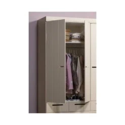 Connect 3-deurs Kledingkast met lade zand