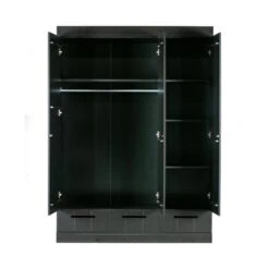 Connect 3-deurs Kledingkast met lade zwart