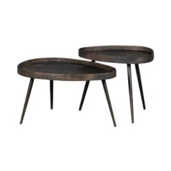 Crude Bijzettafel brons set van 2