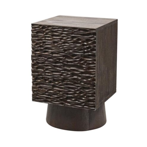 Crumble Carved Nachtkastje mangohout donkerbruin 40cm