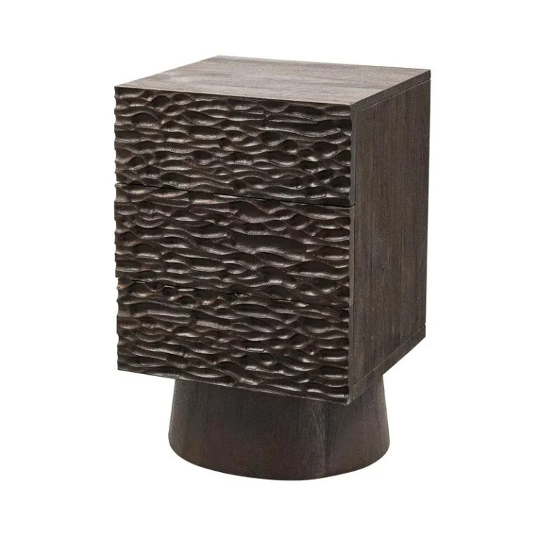 Crumble Carved Nachtkastje mangohout donkerbruin 40cm