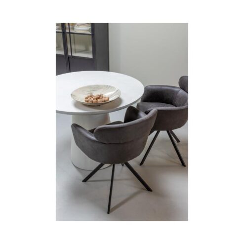 Damon Ronde Eettafel betonlook wit 100cm