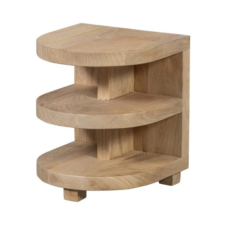 Darren Bijzettafel Halfrond mangohout naturel