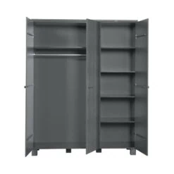 Dennis 3-deurs Kledingkast grenen grijs steel 158cm