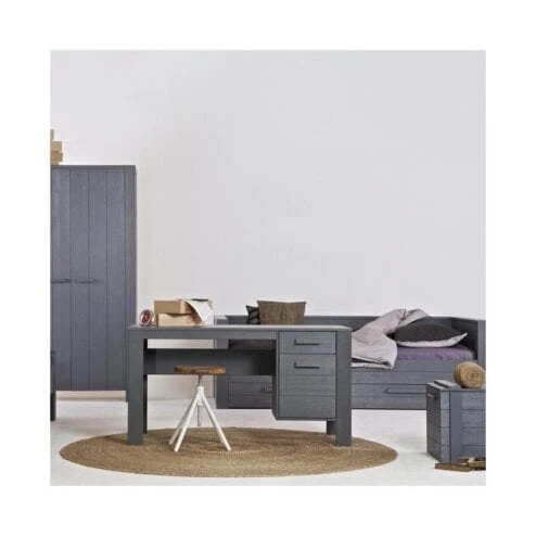Dennis Bureau grenen grijs steel 141cm