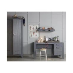 Dennis Bureau grenen grijs steel 141cm