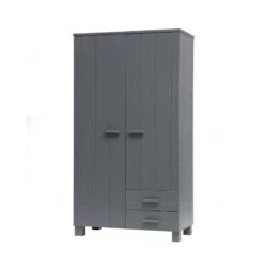 Dennis Kledingkast met laden grenen grijs steel 111cm
