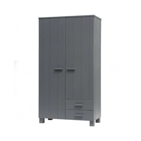 Dennis Kledingkast met laden grenen grijs steel 111cm