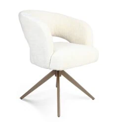 Eetkamerstoel Lana Gebroken wit met bronzen poot