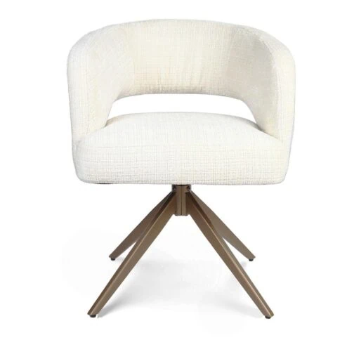 Eetkamerstoel Lana Gebroken wit met bronzen poot