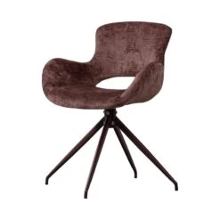 Eliva Eetkamerstoel structure velvet paars set van 2