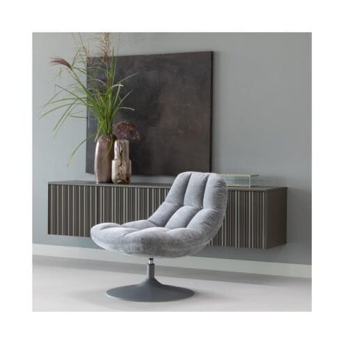 Elvi Draaifauteuil chenille structuur lichtgrijs