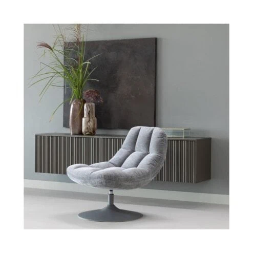 Elvi Draaifauteuil chenille structuur lichtgrijs