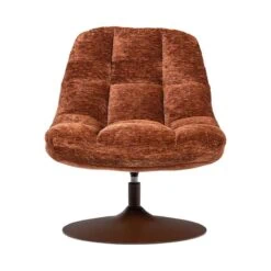 Elvi Draaifauteuil chenille structuur roestbruin