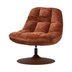 Elvi Draaifauteuil chenille structuur roestbruin