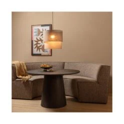 Europa Eetkamerbank 4-zits geweven stof donkerbruin melange 262cm