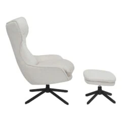 Fauteuil Hannah met voetenbank Gebroken wit