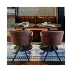 Fenne Draaibare eetkamerstoel geweven stof kastanjebruin