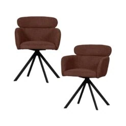 Fenne Draaibare eetkamerstoel geweven stof kastanjebruin