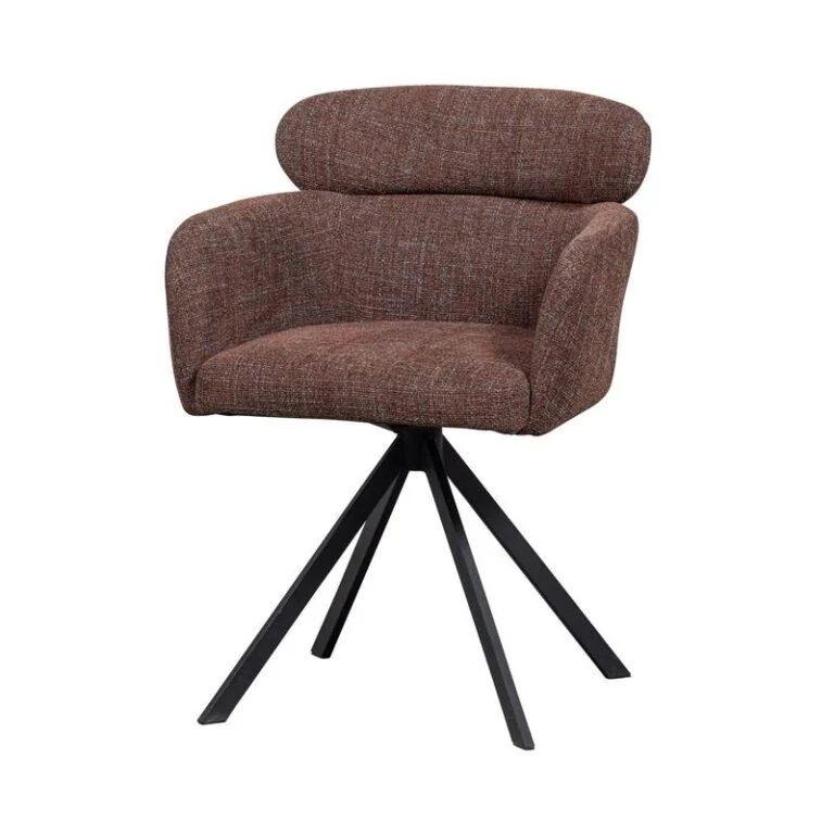Fenne Draaibare eetkamerstoel geweven stof kastanjebruin