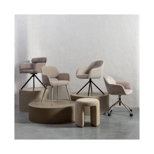 Fenne Draaibare eetkamerstoel geweven stof naturel