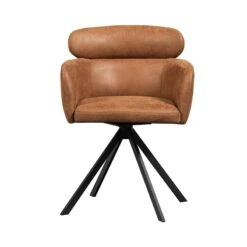 Fenne Draaibare eetkamerstoel leerlook cognac