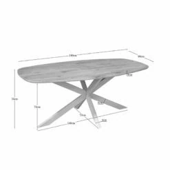 Ferry Eettafel Deens Ovaal Naturel Eiken met zand poot 180 cm